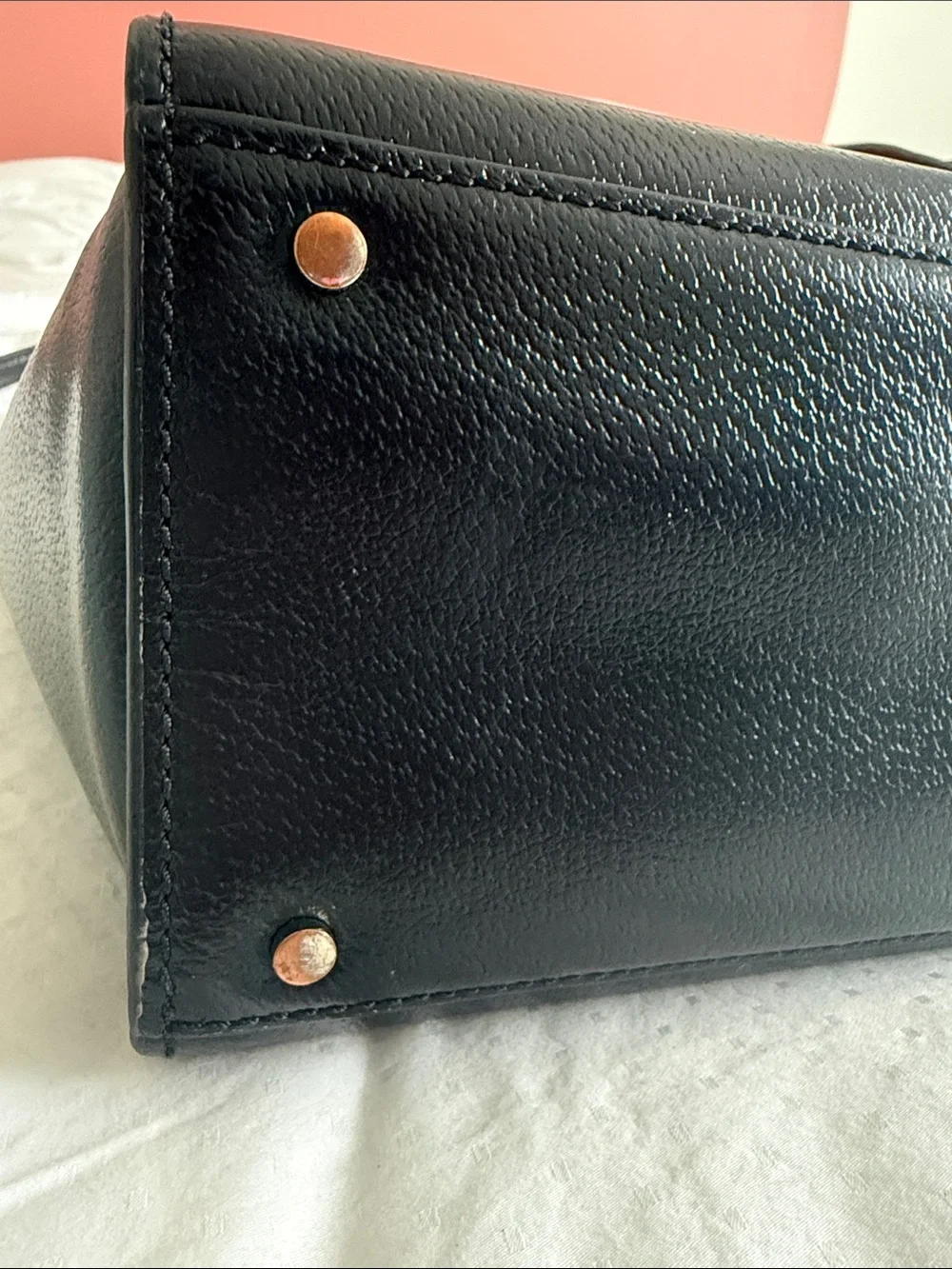 kate spade Black Pebbled Leather Satchel with Top Handles